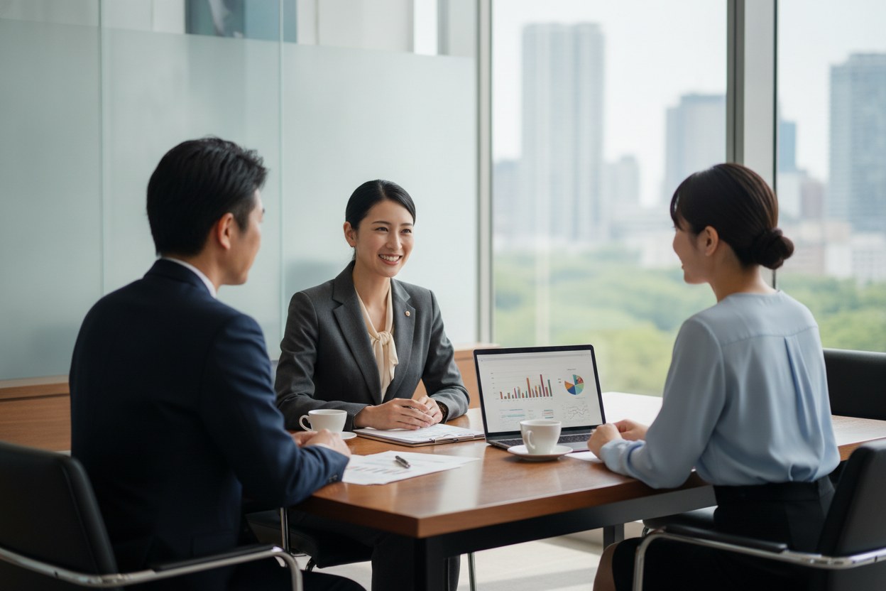 顧客との商談に集中する担当者